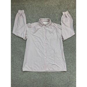 Lady Arrow Blouse Womens 8 Pink Excellent Vintage Puff Sleeve Button Up Top